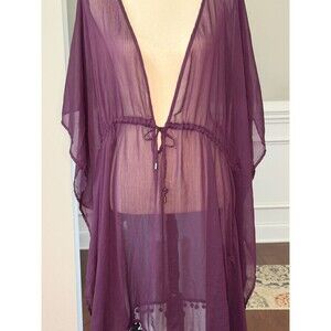 Company By Ellen Tracy Cover Up with Pom Pom Burgundy Sz XXL
